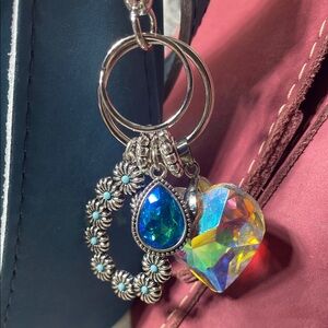 NEW Portland Leather Compatible Southwest Rodeo Blue Heart Bag Charm Keychain